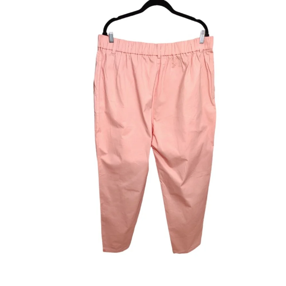 Women's Pink High Rise Trousers | Elastic Back Waist | Cotton Stretch - Picture 4 of 11